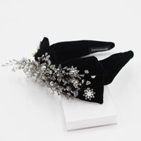 New Fashion Velvet Bowknot Tassel Woven Flower Headband main image 4