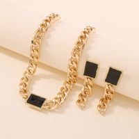 Fashion Simple Thick Chain Necklace Earrings Set main image 4