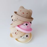 Chapeau De Paille Pour Enfants Ours De Dessin Animé De Mode Coréenne main image 4