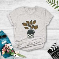Teacup Flower Potted Print Casual T-shirt main image 3