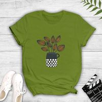 Teacup Flower Potted Print Casual T-shirt main image 7