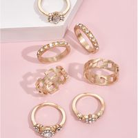 Fashion Geometric Full Diamond Ring Set main image 5