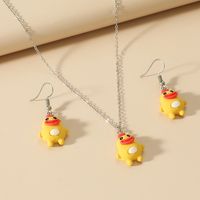 Fashionable Cute Cartoon Duckling Earrings Necklace Set main image 3