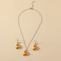 Fashionable Cute Cartoon Duckling Earrings Necklace Set main image 4