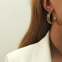 Fashion C Shape Plating Alloy Artificial Gemstones Earrings Ear Studs main image 2