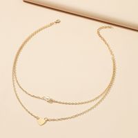 Fashion Alloy Multilayer Pearl Heart Necklace main image 4