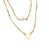Fashion Alloy Multilayer Pearl Heart Necklace main image 5