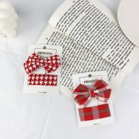 New Sweet Plaid Bow Hairpin Set main image 4