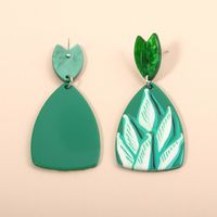 Acrylic Green Leaf Pendant Earrings main image 5