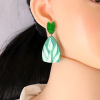 Acrylic Green Leaf Pendant Earrings main image 6