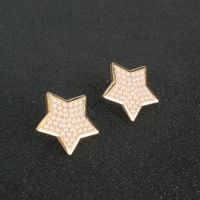 Alloy Inlaid Pearl Five-pointed Star Earrings main image 3