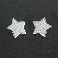 Alloy Inlaid Pearl Five-pointed Star Earrings main image 4