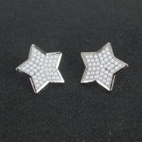 Pendientes De Estrella De Cinco Puntas De Perlas Con Incrustaciones De Aleación main image 4