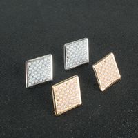 Fashion Retro Style Alloy Inlaid Pearl Geometric Diamond Earrings main image 5