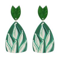 Acrylic Green Leaf Pendant Earrings sku image 1