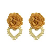 Heart-shaped Fabric Flower Earrings sku image 3