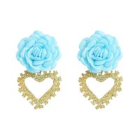 Heart-shaped Fabric Flower Earrings sku image 5