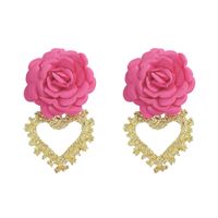 Heart-shaped Fabric Flower Earrings sku image 6
