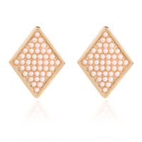 Fashion Retro Style Alloy Inlaid Pearl Geometric Diamond Earrings sku image 1