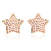 Alloy Inlaid Pearl Five-pointed Star Earrings sku image 1
