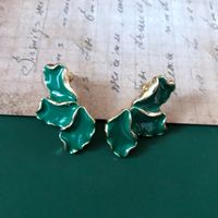 Oil Painting Green Drop Glaze Earrings sku image 4