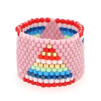 Fashion Hand-woven Beaded Pink Rainbow Ring main image 6