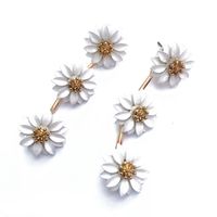 White Pearl Retro Flower Earrings main image 3