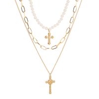 Retro Cross Anhänger Mehrschichtige Halskette main image 6