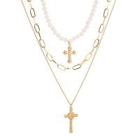 Retro Cross Pendant Multi-layered Necklace main image 6