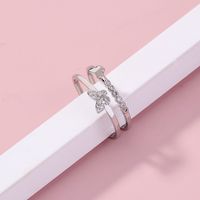Simple Zircon Butterfly Opening Double Ring main image 4