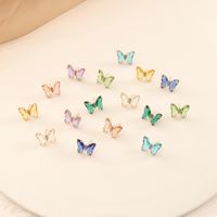 Colorful Zircon Inlaid Diamond Butterfly Earrings main image 1