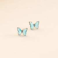 Colorful Zircon Inlaid Diamond Butterfly Earrings main image 4