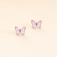 Colorful Zircon Inlaid Diamond Butterfly Earrings main image 6
