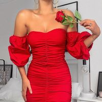 Ladies Summer Fashion Strapless Sexy Solid Color Pleated Dress main image 3