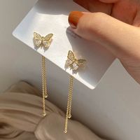 Fashion Butterfly Tassel Long Earrings main image 3