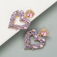Fashion Heart-shape Full Diamond Earrings Wholesale main image 4