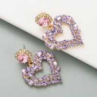 Fashion Heart-shape Full Diamond Earrings Wholesale main image 5