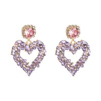 Fashion Heart-shape Full Diamond Earrings Wholesale main image 6