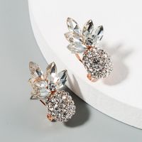 Korean Pineapple Alloy Color Rhinestone Earrings main image 5