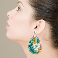 Bohemian Color Flower Print Leather Earrings main image 1