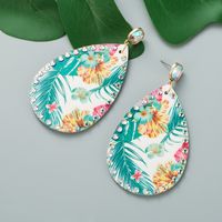 Bohemian Color Flower Print Leather Earrings main image 3