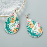 Bohemian Color Flower Print Leather Earrings main image 5