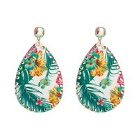 Bohemian Color Flower Print Leather Earrings main image 6