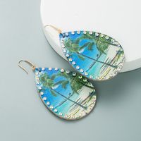 Fashion Leather Coconut Tree Print Drop-shaped Earrings main image 5