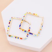 Simple Colorful Beads Square Earrings main image 3