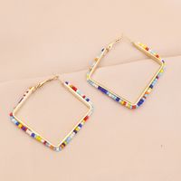 Simple Colorful Beads Square Earrings main image 4