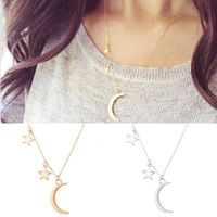 Simple Star And Moon Pendant Necklace main image 3