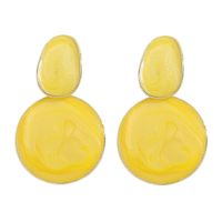 Simple Retro Round Alloy Inlaid Resin Earrings main image 1