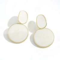 Simple Retro Round Alloy Inlaid Resin Earrings main image 3