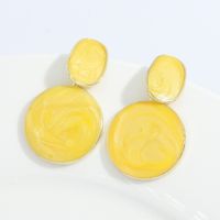 Simple Retro Round Alloy Inlaid Resin Earrings main image 5